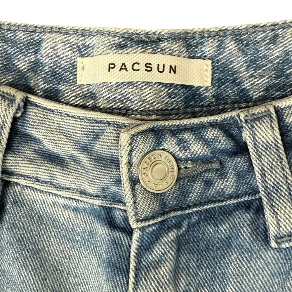 Pacsun 90s Butterfly Patch Light Wash Blue High Rise Straight Leg Jeans size 27 - Picture 5 of 12
